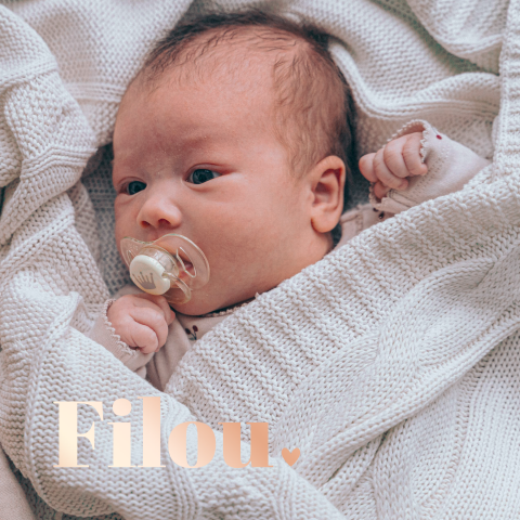 geboortekaartje Filou met foto en foliedruk exl lint