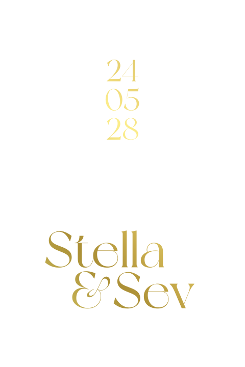 moderne trouwkaart in bijzondere vorm met goudfolie