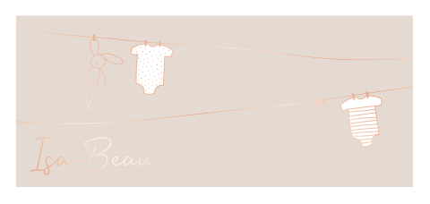 geboortekaartje meisje met waslijntje in roségoudfolie