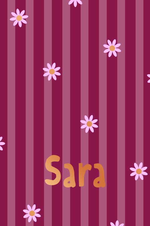 geboortekaartje Sara met gestreepte achtergrond en bloemetjes