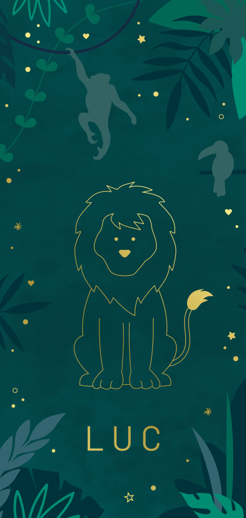 geboortekaartje jongen jungle met goudfolie
