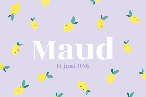 poster 60x40 cm Maud lila met citroentjes
