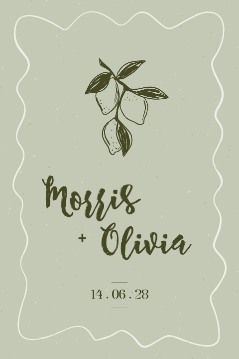 trouwkaart met getekende citroenen