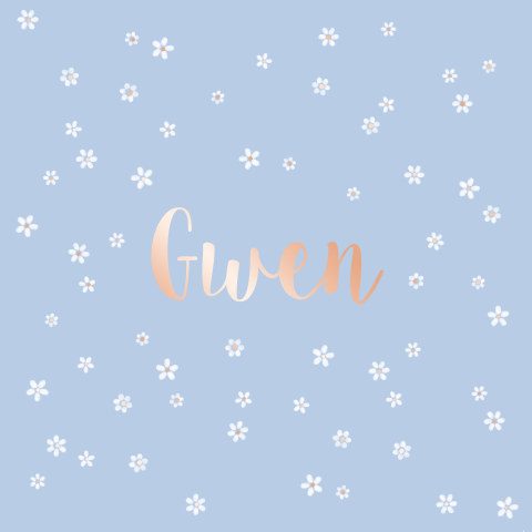 poster 30x30 cm Gwen met bloemetjes en roségoudfolie