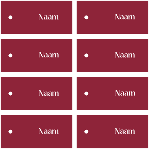 naamkaartjes bruiloft wijnrood met perforatie