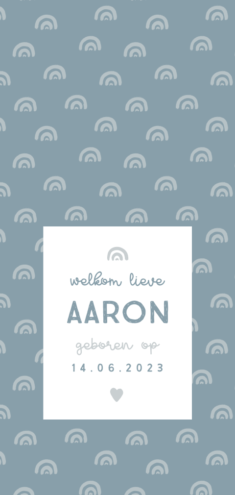 geboortekaartje jongen met regenboog print