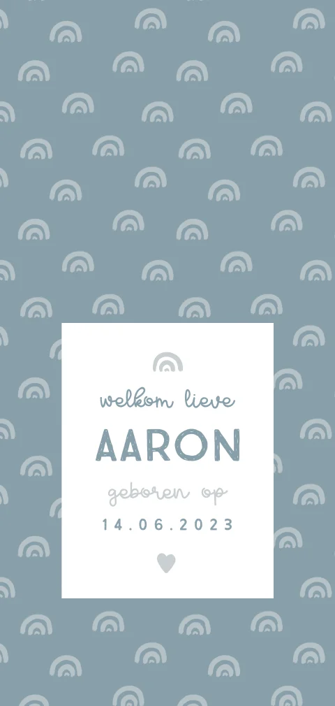 geboortekaartje jongen met regenboog print