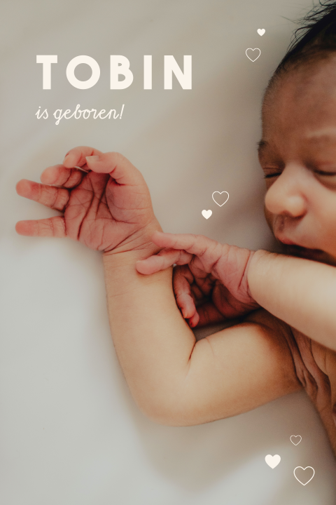 geboortekaartje Tobin met foto excl label en lint