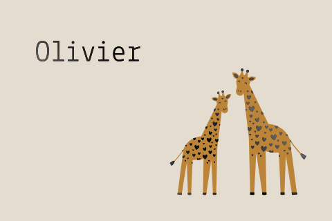 geboortekaartje jongen met giraffen en hartjes in zwartfolie