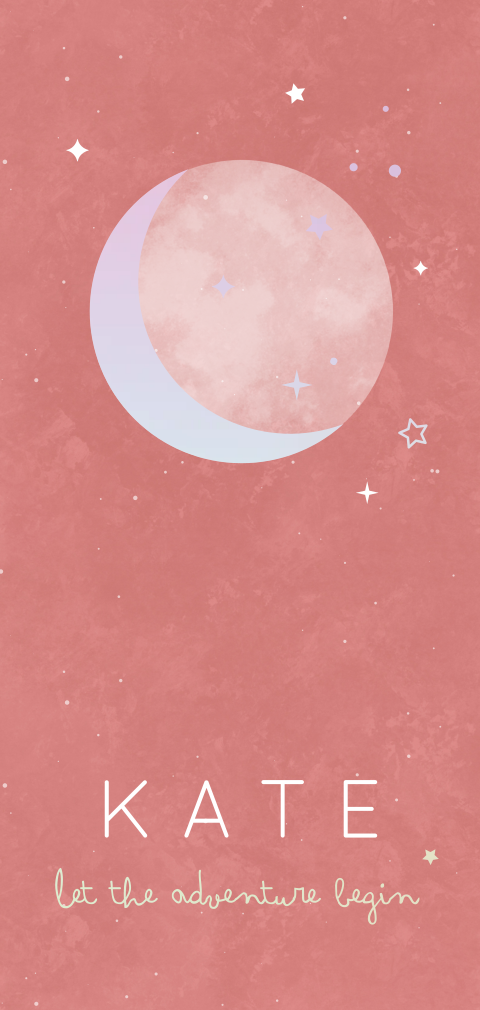geboortekaartje Kate met maan en sterren