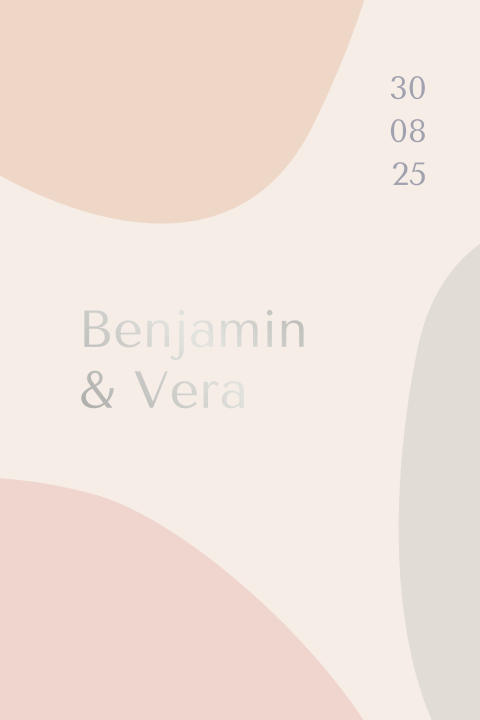 trouwkaart met grafische vormen in nude tinten