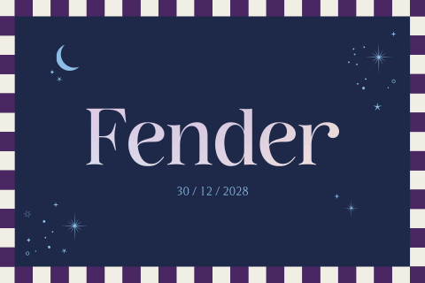 geboortekaartje Fender met geblokte rand en sterren