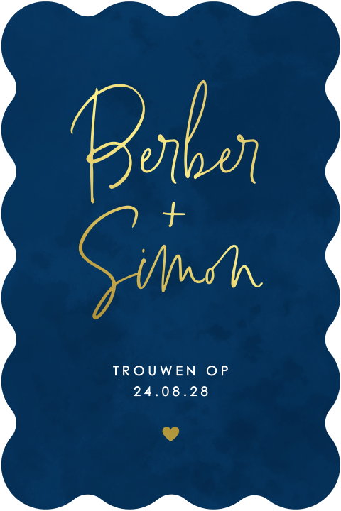 trouwkaart in bijzondere vorm met goudfolie