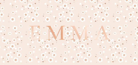 geboortekaartje Emma met beige bloemetjes