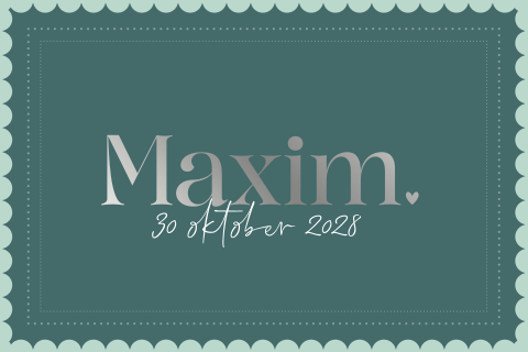 geboortekaartje Maxim met speelse rand en zilverfolie