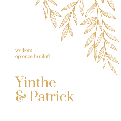 welkomsbord bruiloft vierkant met bladeren