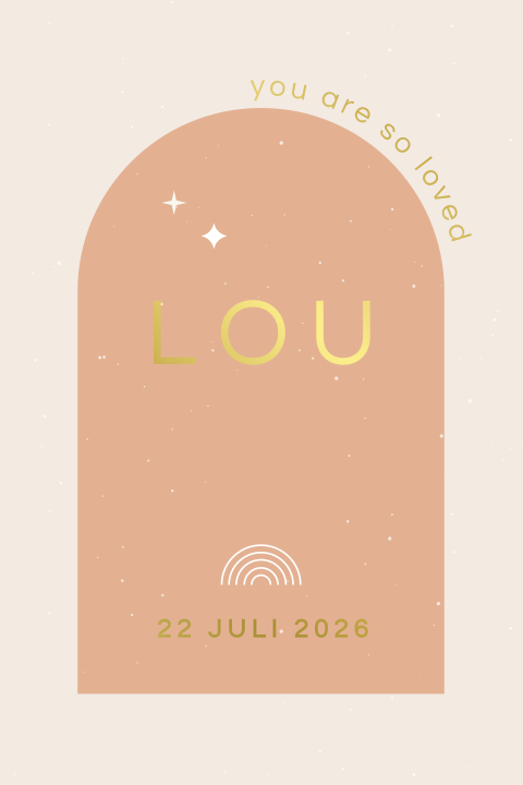 geboortekaartje Lou met boog en foliedruk