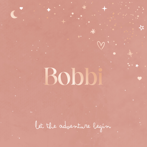 geboortekaartje Beau met sterren in roségoudfolie