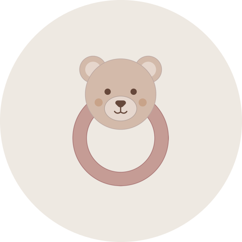 sluitsticker met roze rammelaar beer