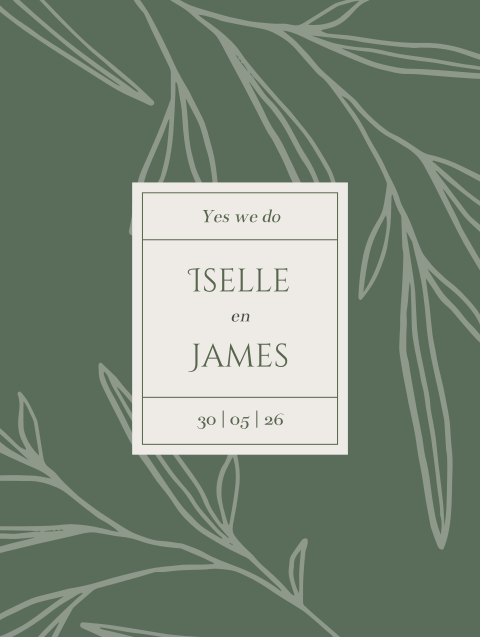 welkomsbord bruiloft groen met bladeren