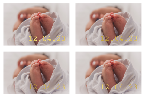 DIY fotolabel geboortekaartje liggend met folie