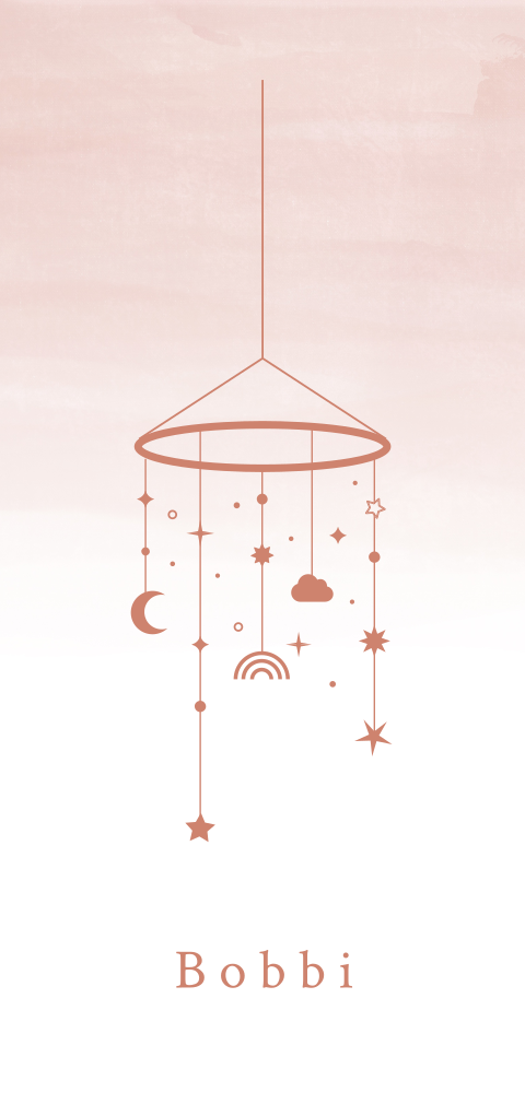 Geboortekaartje meisje met babymobiel