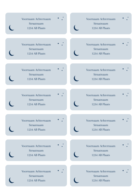 adresstickers blauw met maan en sterren v.a 14 st