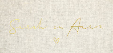 trouwkaart met linnenlook achtergrond en goudfolie