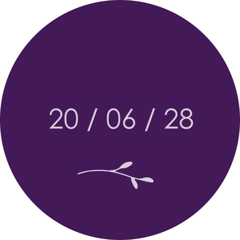 sluitsticker paars met trouwdatum en takje