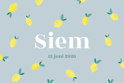 geboortekaartje met citroen patroon