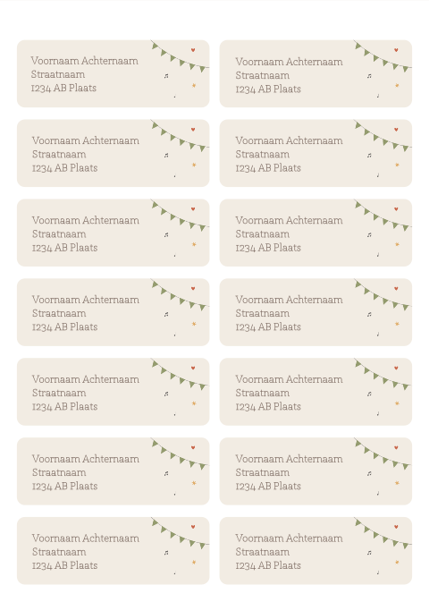 adresstickers met slinger