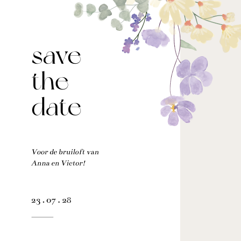 save the date kaart met bloemen