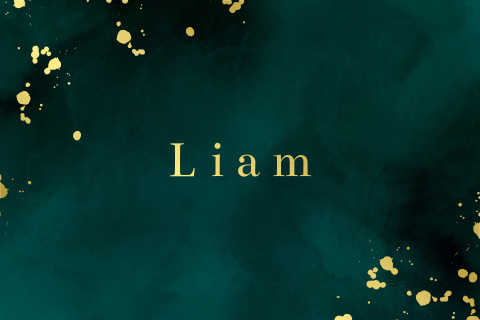 geboortekaartje Liam met spetters in goudfolie dubbel