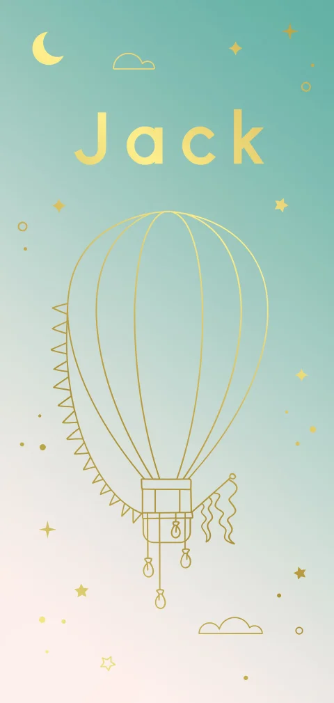 geboortekaartje jongen met kleurverloop en luchtballon in goudfolie