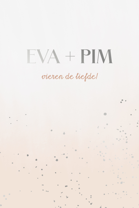 trouwkaart met spetters in zilverfolie