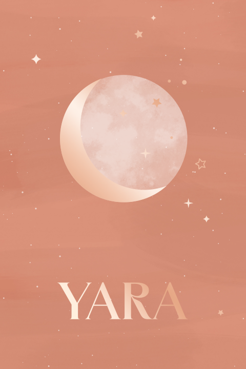 geboortekaartje yara met maan en sterren in foliedruk