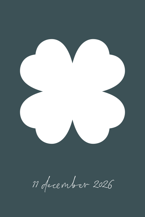 geboortekaartje Boas met klavertje vier uitgestanst