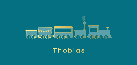geboortekaartje Thobias met locomotief trein