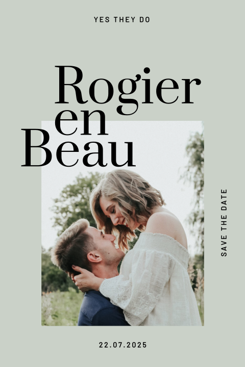 trouwkaart typografisch met foto