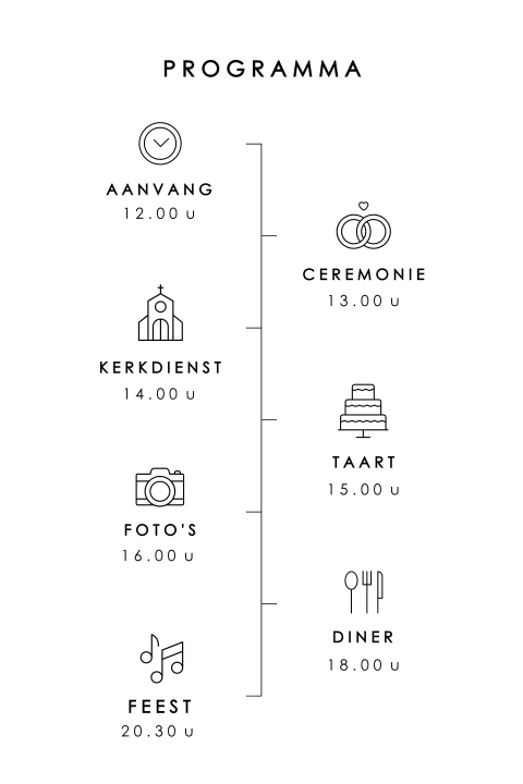 trouwkaart programma op kalkpapier