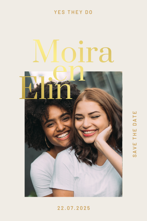 trouwkaart typografisch met foto dubbel