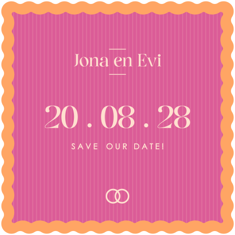 kleurrijke save the date kaart met golvende rand