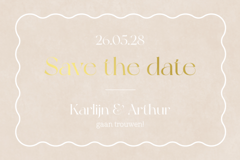 save the date kaart met grafische outline en goudfolie