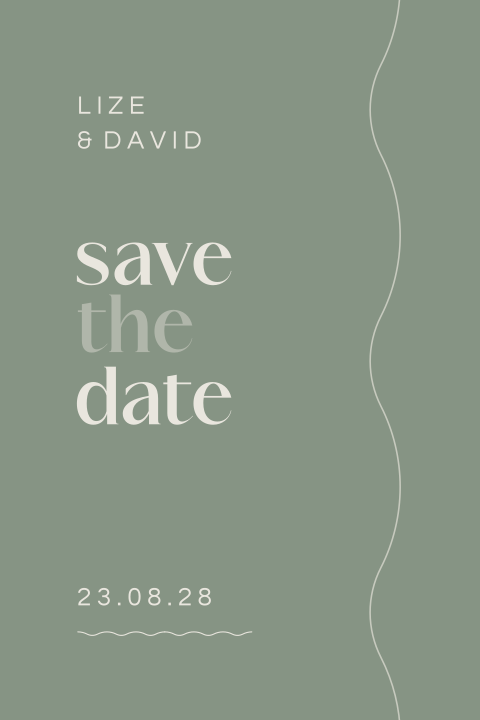 save the date kaart met grafische golflijn