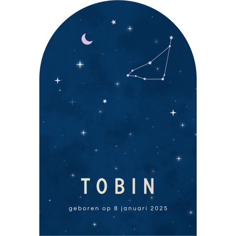 geboortekaartje Tobin boog met sterren