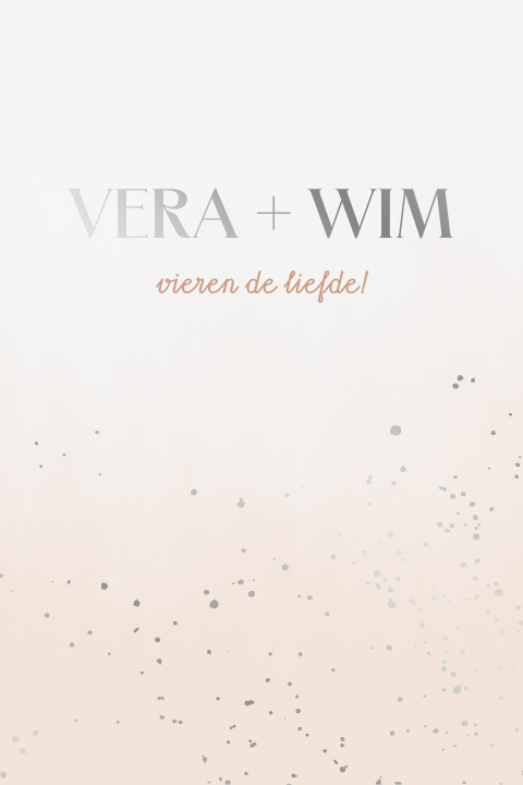 trouwkaart met kleurverloop en spetters in zilverfolie