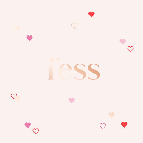 geboortekaartje Tess met hartjes en foliedruk