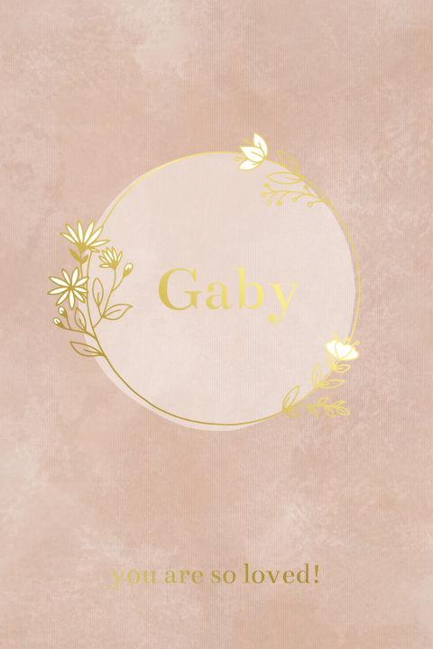 Geboortekaartje meisje bloemenkrans enkel goudfolie
