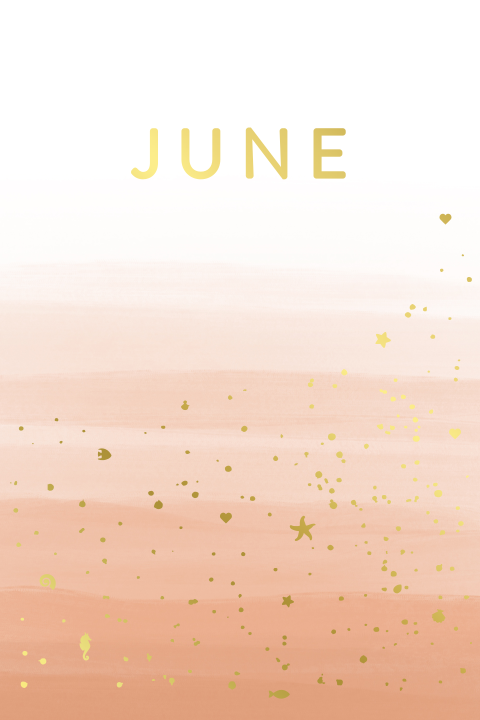 geboortekaartje June met watercolor beach achtergrond en folie