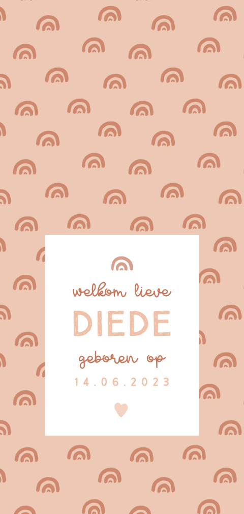 geboortekaartje meisje regenboog print